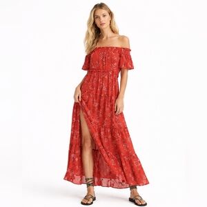Free People Barclay Off Shoulder Floral Maxi Dress Size XS